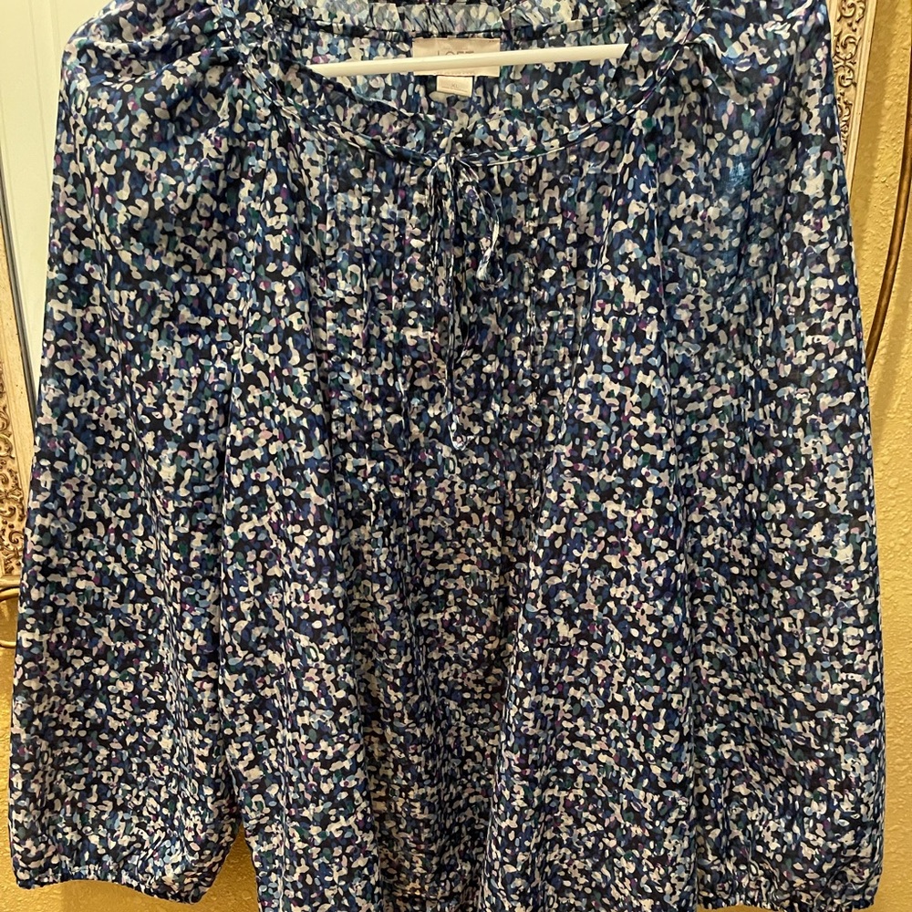Ladies thin blouse. Black, blue and white
